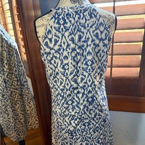 Blue and White Patterned Women's Top